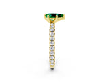 Yellow gold Pear Cut Emerald Pavé Solitaire Ring with Round Band and Prong Setting_14