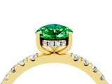 Yellow gold Pear Cut Emerald Pave Band Solitaire Ring with Four-Prong Setting_28