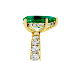 Yellow gold Pear Cut Emerald Pave Band Solitaire Ring with Four-Prong Setting_29