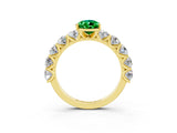 Yellow gold Pear Cut Emerald Prong Setting with Side Stones on a Pave Band_3