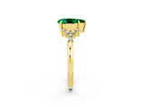 Yellow gold Pear Cut Emerald Ring with Side Stones and Four-Prong Setting_38