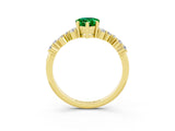 Yellow gold Pear Cut Emerald Scattered Round Accent Ring with Prong Setting_15