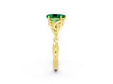 Yellow gold Pear Cut Emerald Solitaire Celtic Knot Ring with Four-Prong Setting_14