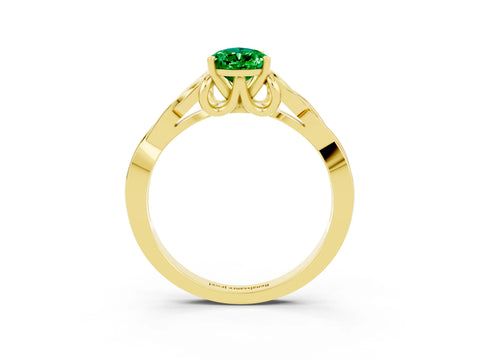 Yellow gold Pear Cut Emerald Solitaire Celtic Knot Ring with Four-Prong Setting_15