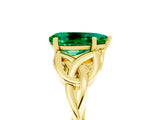 Yellow gold Pear Cut Emerald Solitaire Celtic Knot Ring with Four-Prong Setting_17