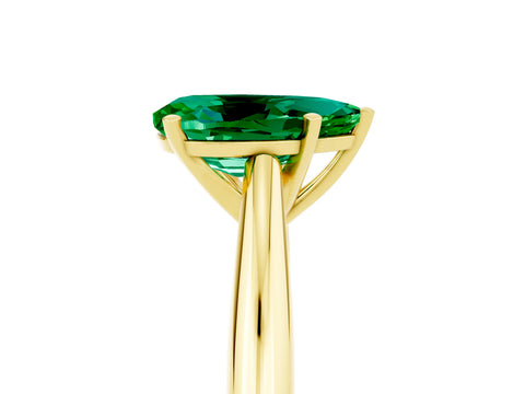 Yellow gold Pear Cut Emerald Solitaire Engagement Ring with Cathedral Setting and Four-Prong Mount_17