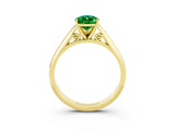 Yellow gold Pear Cut Emerald Solitaire Engagement Ring with Cathedral Setting and Four-Prong Mount_21