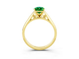 Yellow gold Pear Cut Emerald Solitaire Engagement Ring with Cathedral Setting and Four-Prong Mount_27
