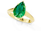 Yellow gold Pear Cut Emerald Solitaire Engagement Ring with Cathedral Setting and Four-Prong Mount_67