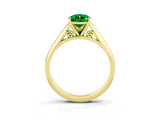 Yellow gold Pear Cut Emerald Solitaire Engagement Ring with Cathedral Setting and Four-Prong Mount_69