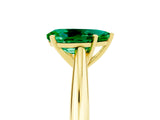 Yellow gold Pear Cut Emerald Solitaire Engagement Ring with Cathedral Setting and Four-Prong Mount_71