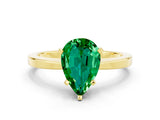 Yellow gold Pear Cut Emerald Solitaire Engagement Ring with Classic Band and Four-Prong Setting_24