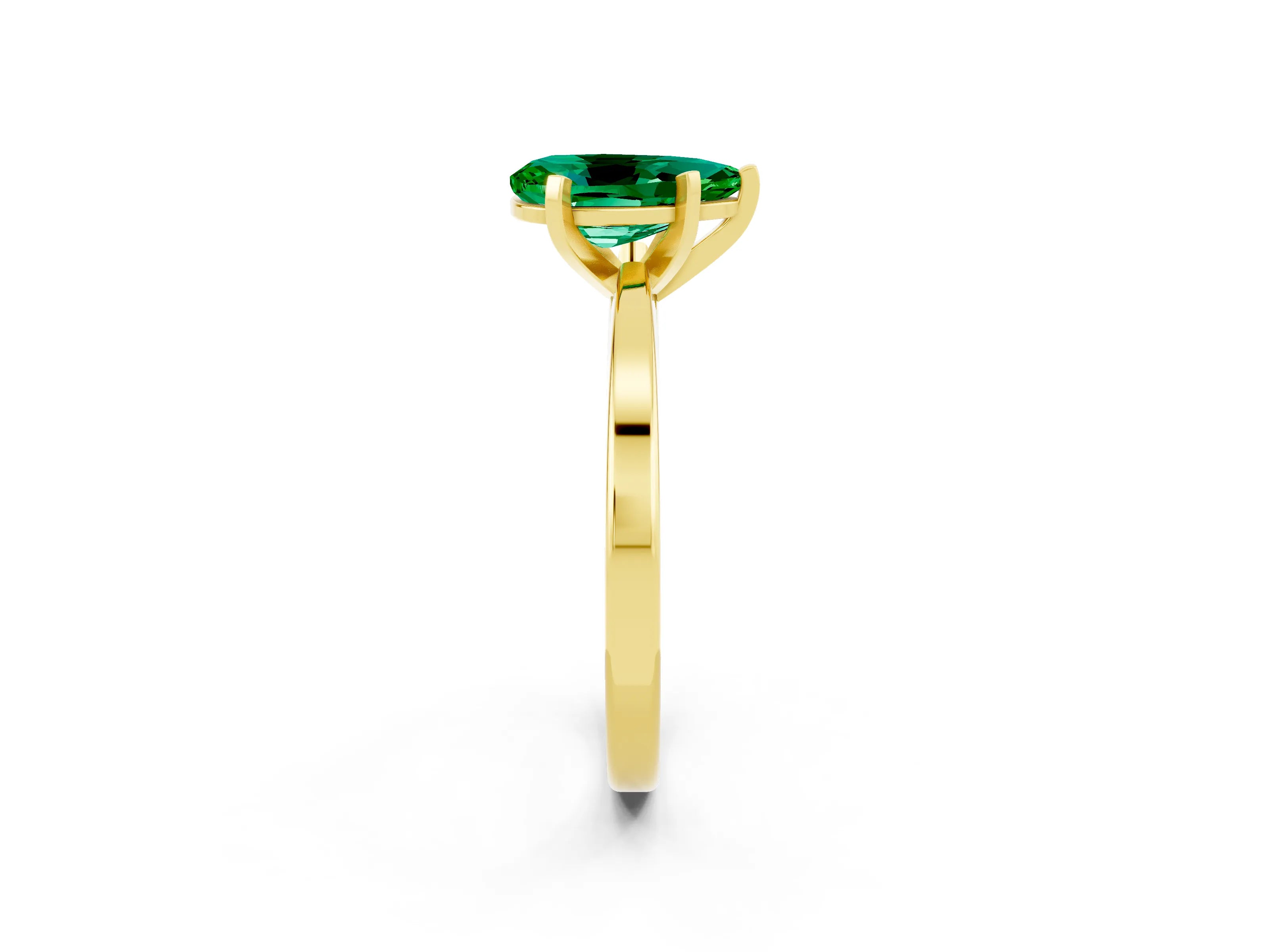 Yellow gold Pear Cut Emerald Solitaire Engagement Ring with Classic Band and Four-Prong Setting_26