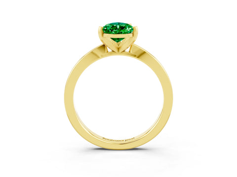 Yellow gold Pear Cut Emerald Solitaire Engagement Ring with Classic Band and Four-Prong Setting_27