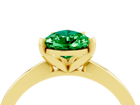 Yellow gold Pear Cut Emerald Solitaire Engagement Ring with Classic Band and Four-Prong Setting_28
