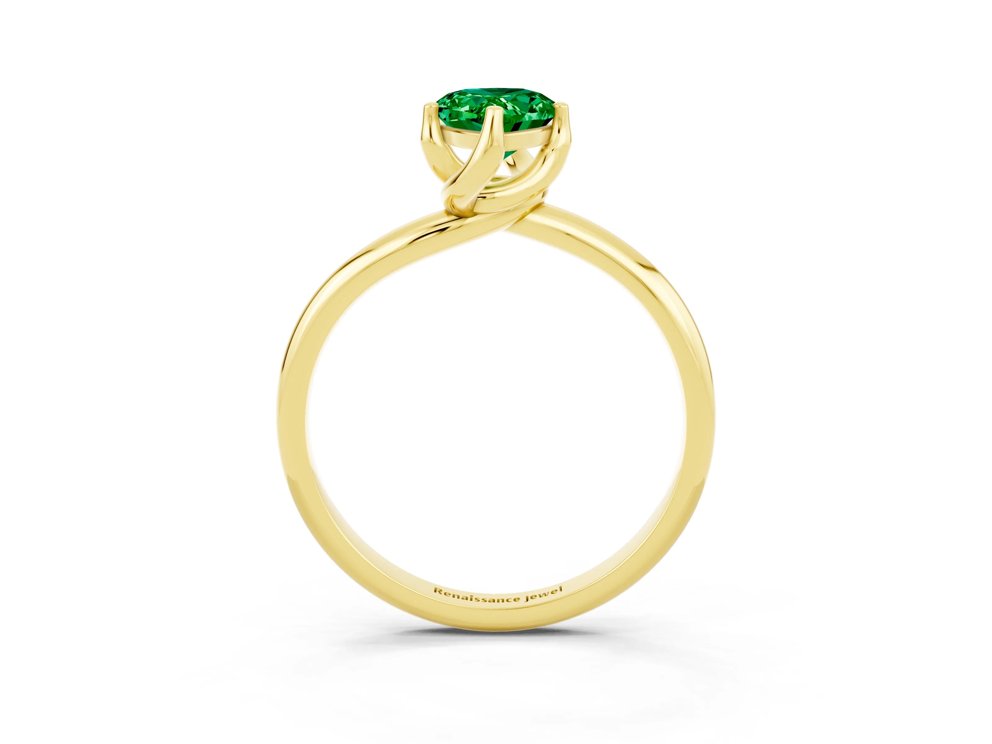 Yellow gold Pear Cut Emerald Solitaire Engagement Ring with Four-Prong Setting and Classic Band_15