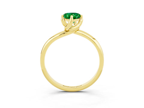 Yellow gold Pear Cut Emerald Solitaire Engagement Ring with Four-Prong Setting and Classic Band_15
