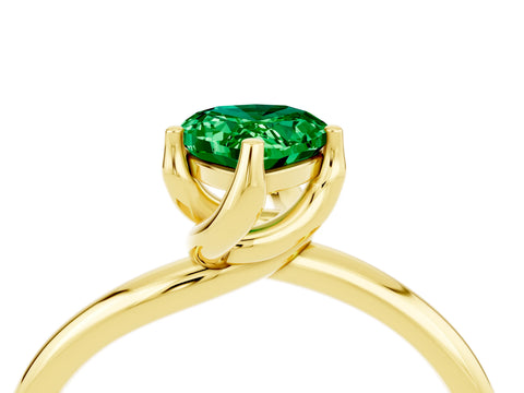 Yellow gold Pear Cut Emerald Solitaire Engagement Ring with Four-Prong Setting and Classic Band_16