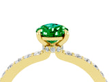 Yellow gold Pear Cut Emerald Solitaire Engagement Ring with Pavé Band and Four-Prong Setting_4