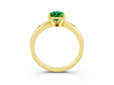 Yellow gold Pear Cut Emerald Solitaire Engagement Ring with Round Band and Four-Prong Setting_3