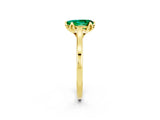Yellow gold Pear Cut Emerald Solitaire Ring with Flower Prong Setting and Classic Band_14