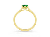 Yellow gold Pear Cut Emerald Solitaire Ring with Flower Prong Setting and Classic Band_15