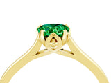 Yellow gold Pear Cut Emerald Solitaire Ring with Flower Prong Setting and Classic Band_16