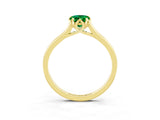 Yellow gold Pear Cut Emerald Solitaire Ring with Flower Prong Setting and Classic Band_40