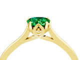 Yellow gold Pear Cut Emerald Solitaire Ring with Flower Prong Setting and Classic Band_41