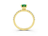 Yellow gold Pear Cut Emerald Solitaire Ring with Pavé Accents and Four-Prong Setting_3