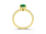 Yellow gold Pear Cut Emerald Solitaire Ring with Pavé Band and Four-Prong Setting_27