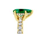 Yellow gold Pear Cut Emerald Solitaire Ring with Pavé Band and Four-Prong Setting_29