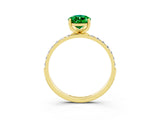 Yellow gold Pear Cut Emerald Solitaire Ring with Pave Band and Four Prong Setting_27