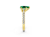 Yellow gold Pear Cut Emerald Solitaire Ring with Round  Pavé Band and Four-Prong Setting_38
