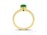 Yellow gold Pear Cut Emerald Solitaire Ring with Round  Pavé Band and Four-Prong Setting_39