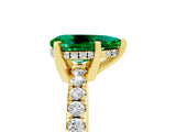 Yellow gold Pear Cut Emerald Solitaire Ring with Round  Pavé Band and Four-Prong Setting_41