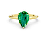 Yellow gold Pear Cut Emerald Solitaire Ring with Thin Band and Four-Prong Setting_12
