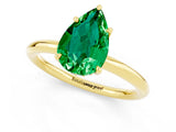 Yellow gold Pear Cut Emerald Solitaire Ring with Thin Band and Four-Prong Setting_13