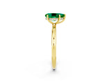 Yellow gold Pear Cut Emerald Solitaire Ring with Thin Band and Four-Prong Setting_14