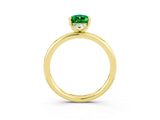 Yellow gold Pear Cut Emerald Solitaire Ring with Thin Band and Four-Prong Setting_15