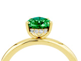 Yellow gold Pear Cut Emerald Solitaire Ring with Thin Band and Four-Prong Setting_16