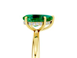 Yellow gold Pear Cut Emerald Solitaire Ring with Thin Band and Four-Prong Setting_17