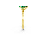 Yellow gold Pear Cut Emerald Solitaire Ring with Thin Band and Prong Setting_14