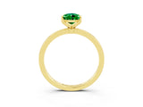 Yellow gold Pear Cut Emerald Solitaire Ring with Thin Band and Prong Setting_15