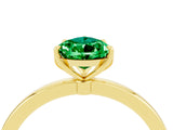 Yellow gold Pear Cut Emerald Solitaire Ring with Thin Band and Prong Setting_16