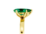 Yellow gold Pear Cut Emerald Solitaire Ring with Thin Band and Prong Setting_17