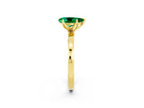 Yellow gold Pear Cut Emerald Solitaire Ring with Thin Band and Prong Setting_26