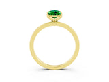 Yellow gold Pear Cut Emerald Solitaire Ring with Thin Band and Prong Setting_27