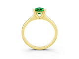 Yellow gold Pear Cut Emerald Solitaire Ring with Wide Band and Prong Setting_3