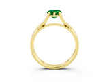 Yellow gold Pear Cut Emerald Solitaire Twist Band Prong Setting Ring_39